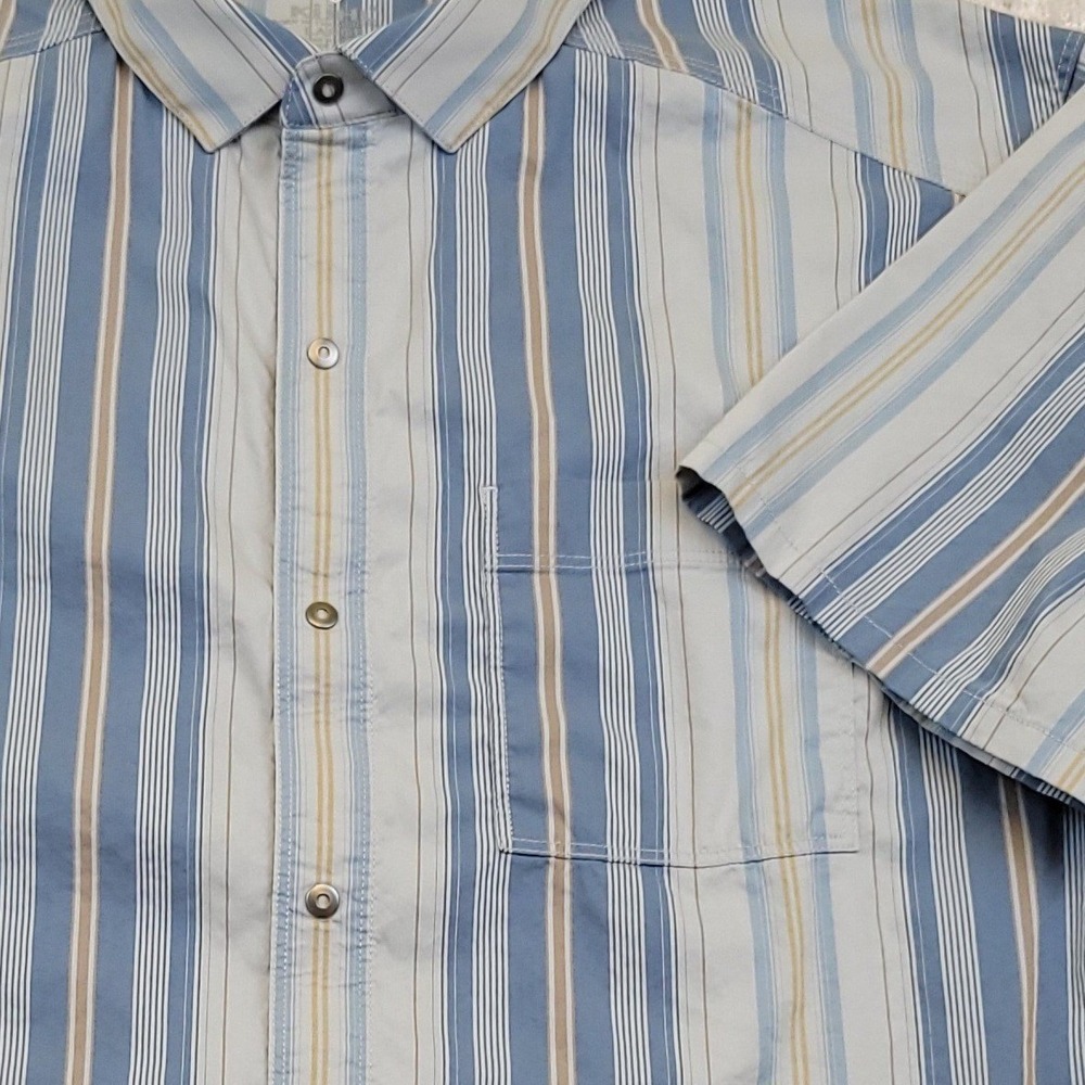 KUHL Mens Short Sleeve‎ Button Up Shirt Blue Stripe Size Large